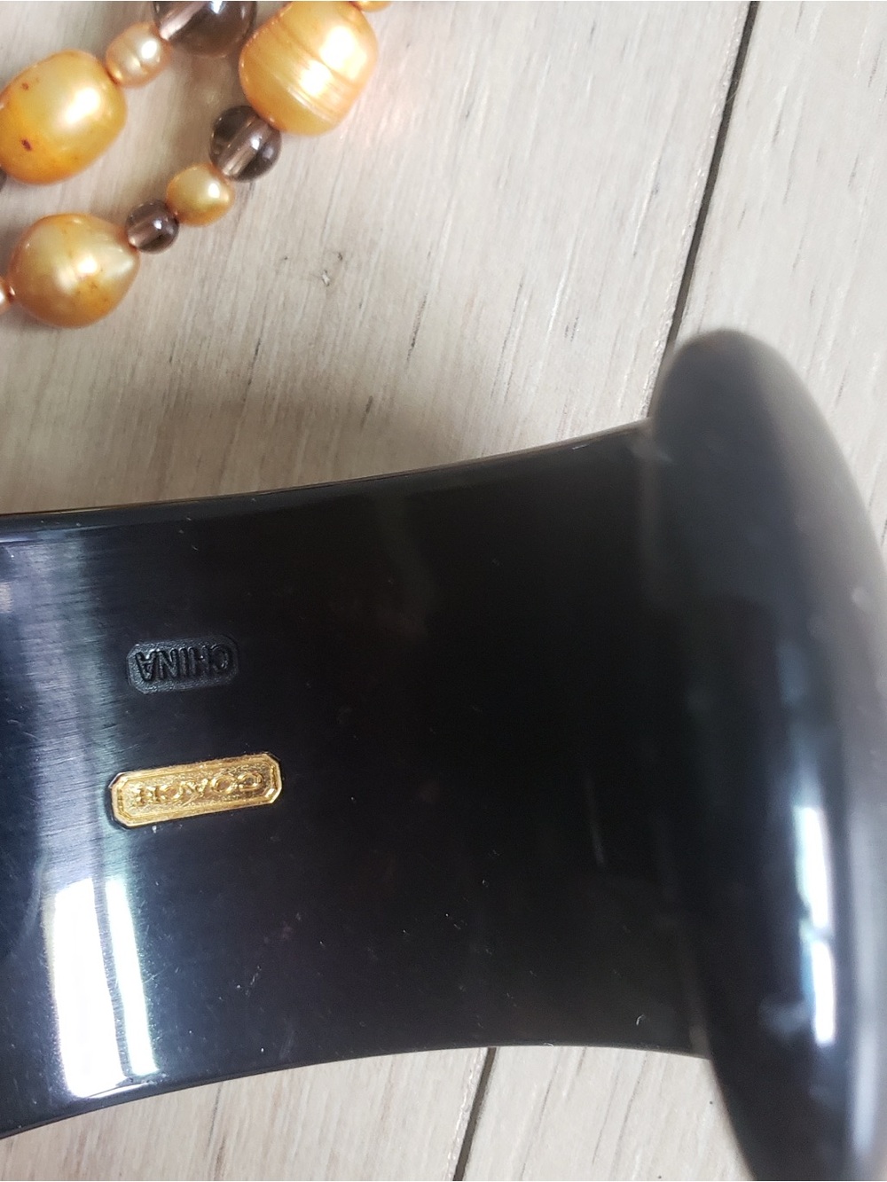Coach Black Cuff Bracelet with Gold Turnlock Accent - Picture 7 of 7